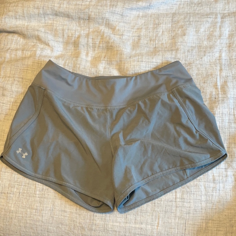 Under armour grey running shorts. Built in liner